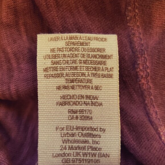 Free People Tiger Eyes Sequined Bib Long Sleeve Maroon Henley Top - Picture 10 of 10